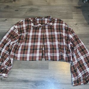 Plaid crop top shirt